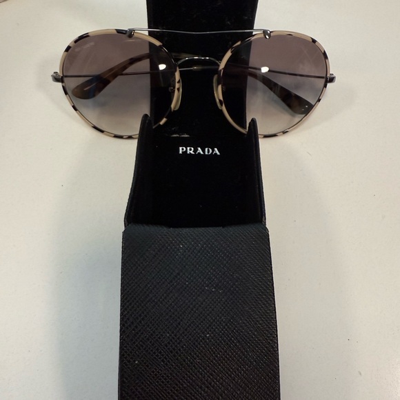 Prada Leopard Print Aviator Sunglasses - Picture 1 of 4